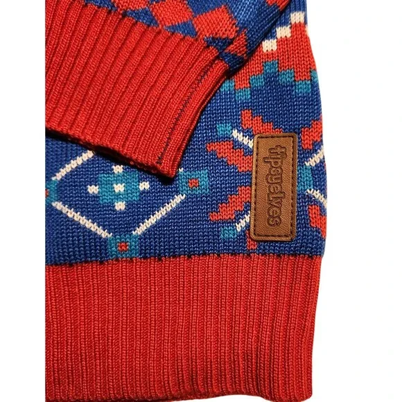 Tipsy Elves Sweater Natural Light Beer Christmas Party Blue Red Mens Size Medium